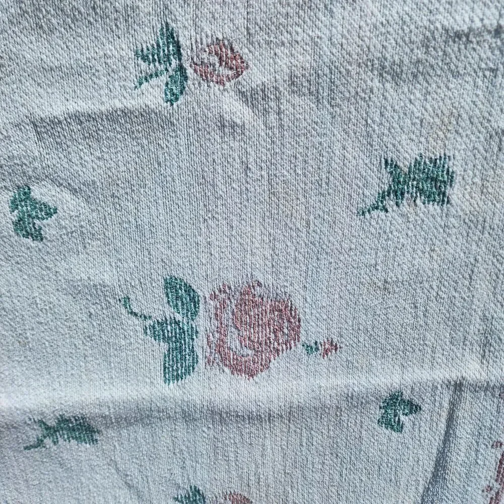 Vintage Floral Cottagecore Throw Blanket 58x46 Pink‎ Green Roses Retro